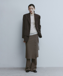 Layered Skirt Pants-Brown