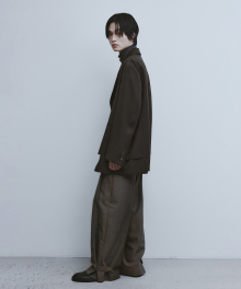 Strap Wide Trousers-Brown