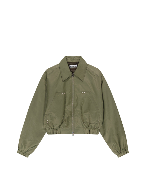 RUFFLE BOMBER JACKET [KHAKI]