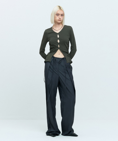 RAW EDGE SLIM TOP [KHAKI]