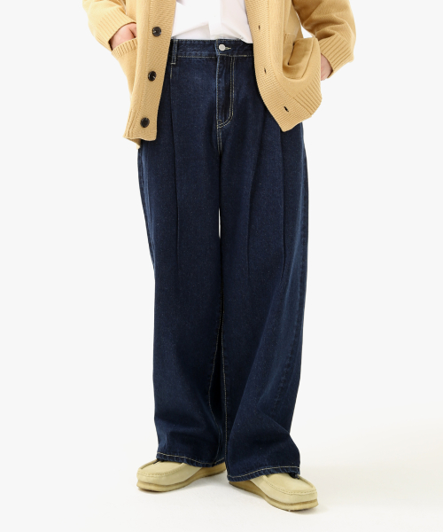 WASHED FIRENZE DARK INDIGO TWO TUCK COMFORT WIDE