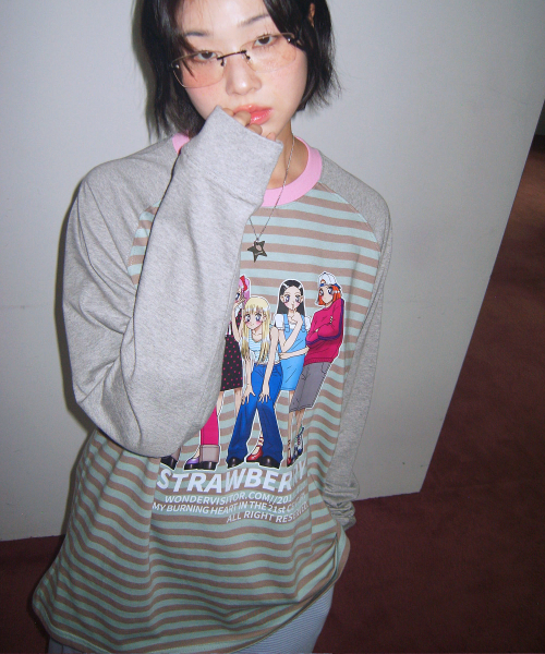 LS Girls MUSINSA公式 | WONDERVISITOR Girls Stripe Raglan LS-T [Grey]