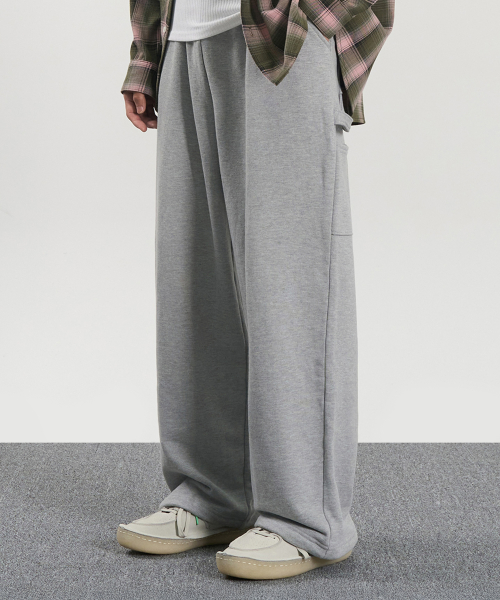 широкий шнурок спортивный брюки (MELANGE GREY)