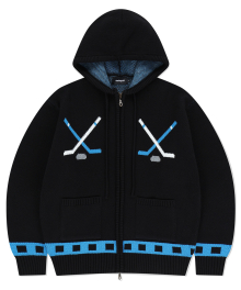 HOCKEY KNIT ZIP-UP HOODIE BLACK(MG2EFMK693A)