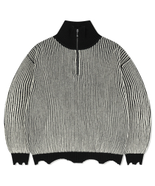 CUTTING CONTRAST HALF ZIP-UP KNIT IVORY(MG2EFMK641A)