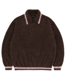 HAIRY COLLAR KNIT BROWN(MG2EFMK642A)