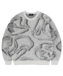 DESTROYED ECLIPSE HAIRY KNIT SWEATER GREY(MG2EFMK601A)