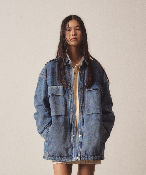 W Hidden Blue Denim Shirket