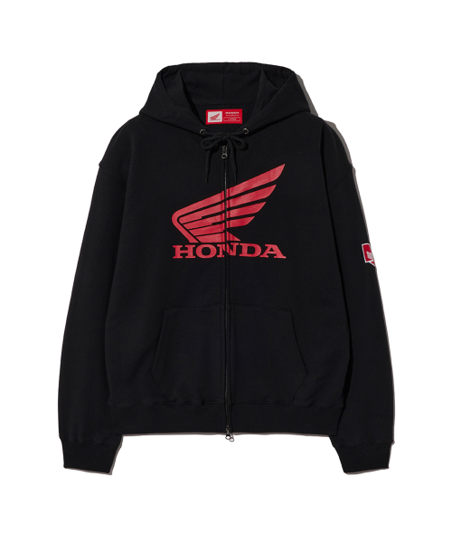 MUSINSA Honda Motorcycle Honda Original Wing logo Hoodie Zip up Black