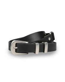 SQUARE RING SLIM LEATHER BELT BLACK