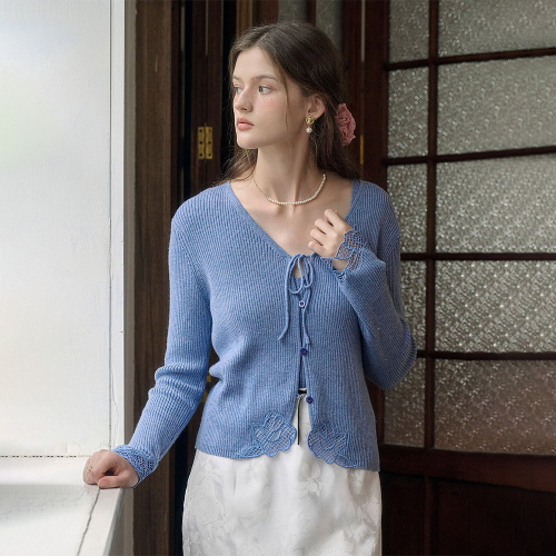 SR_Embroidered wool cardigan (синий)