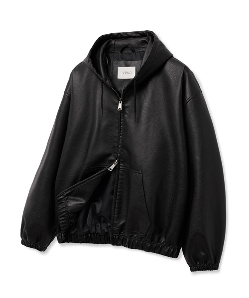 Кожаная куртка-худи Natural Washed Black