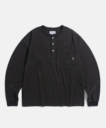 Wide Henley Neck LS Tee Vintage Black