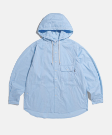 Hooded Over Shirt Jacket Blue Stripe