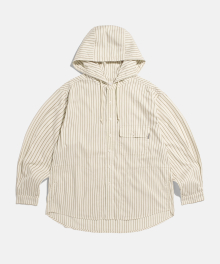 Hooded Over Shirt Jacket Ivory Stripe