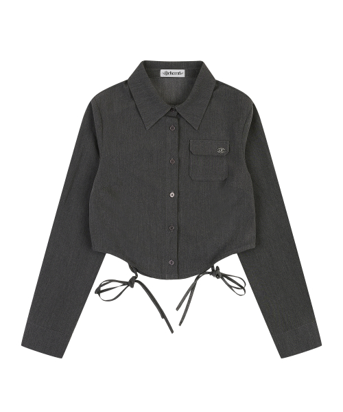 Укороченная рубашка Miu на завязках Charcoal