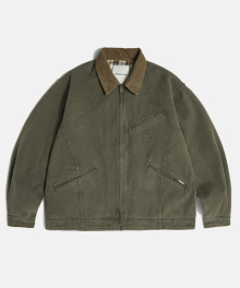 Washed Canvas Blouson Jacket Moss Green