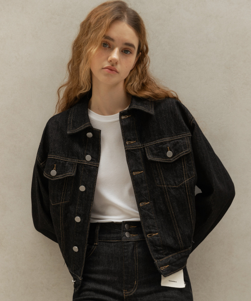 ESSENTIAL NON-FADE SELVEDGE DENIM JACKET_NHJK492 (чёрный)