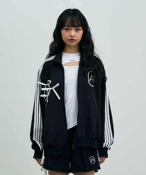 A RIBBON TRACK TOP / BLACK