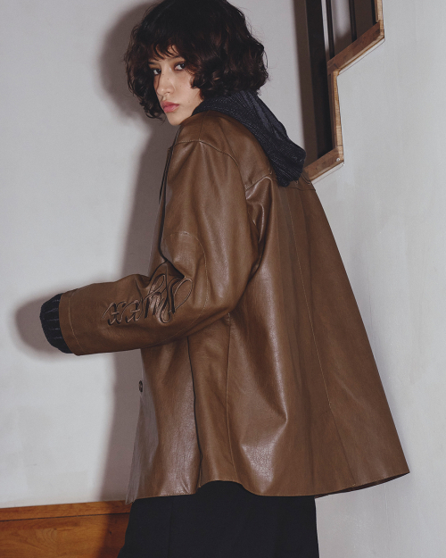 FAUX LEATHER EMBROIDERY куртка BROWN