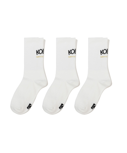 코닥 백 스몰로고 크루 삭스 3PC WHITE