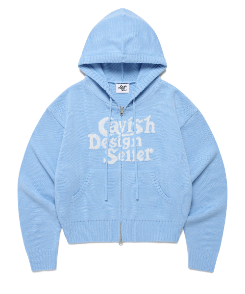 카비시(CAVISH) W SELLER LOGO KNIT ZIP UP HOODIE BLUE