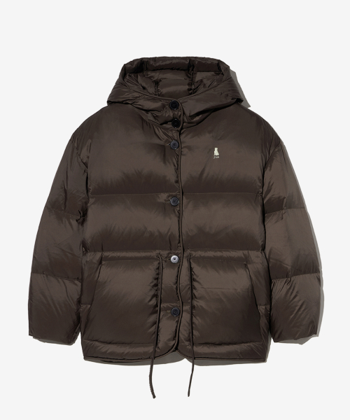 Облачный пуховик с поясной стяжкой Dark Brown