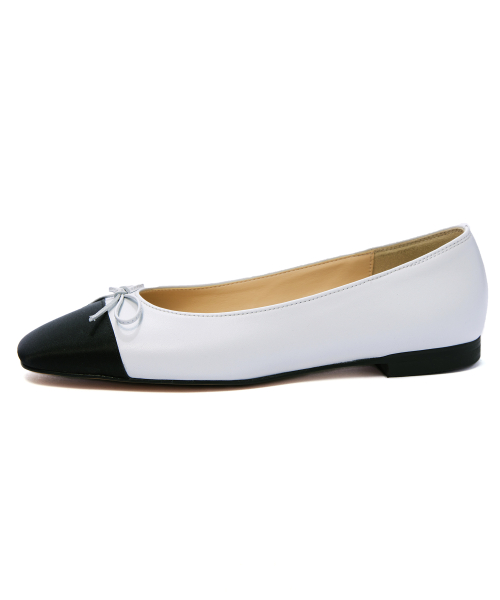 Two-tone Combi Flat Shoes [White]