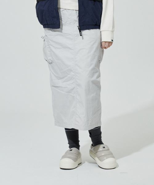 가먼트워싱 레귤러핏 기모 안감 스커트 LIGHT GREY