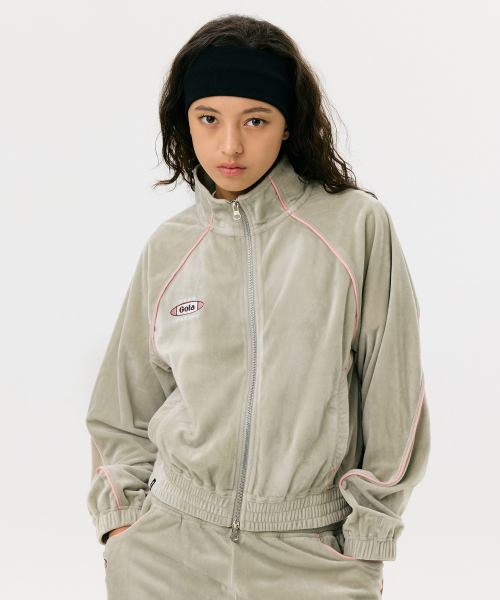 W LINE VELVET ZIP-UP [GRAY]