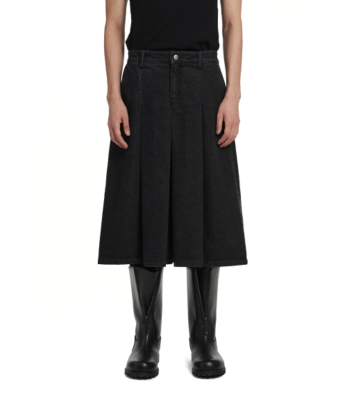 Pleated Denim Pants_Black