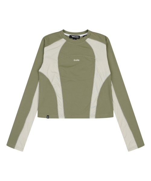 W ATHLETIC LONG SLEEVE TOP [KHAKI]