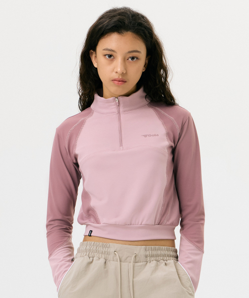 W ATHLETIC LONG SLEEVE HALF ZIP-UP [PINK]