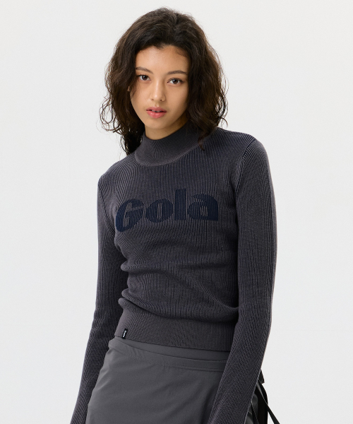 W TWO TONE KNIT PULLOVER [CHARCOAL]