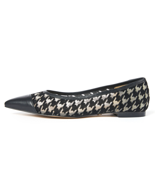 Houndstooth Stiletto Flat [Black]