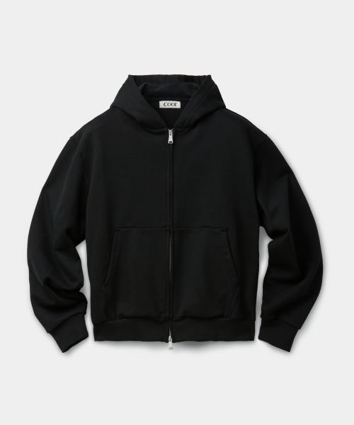Минималистичная хлопковая куртка-худи на молнии (Black)