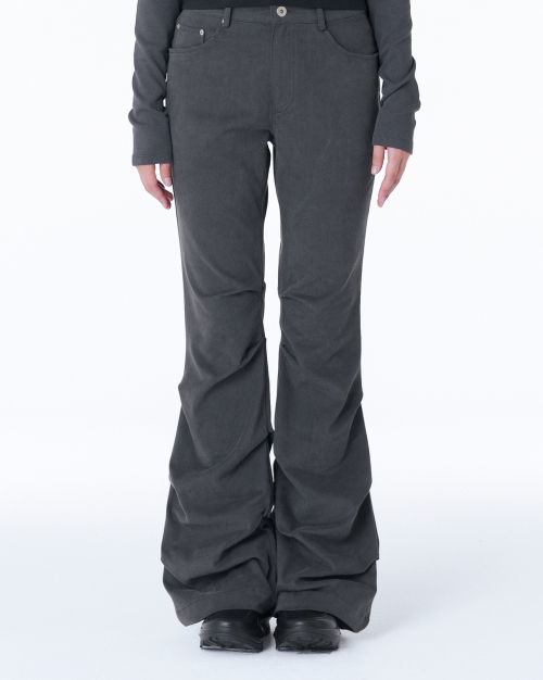 ★ MISEKI SEOUL★ Shirring bootscut pants CHARCOAL MSK24030 Miseki seoul】Shirring bootscut pants | OUR BRAND,Miseki