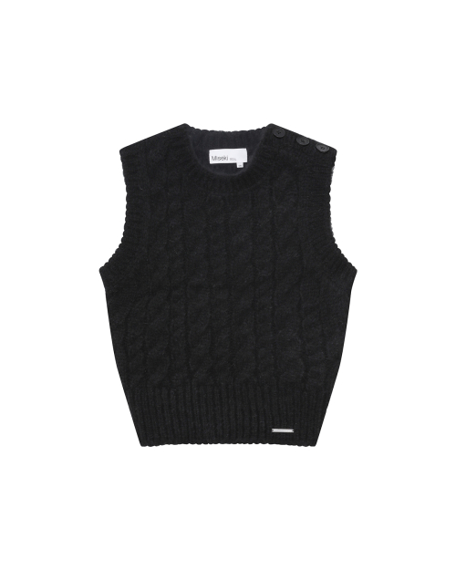 Cable knit vest чёрный