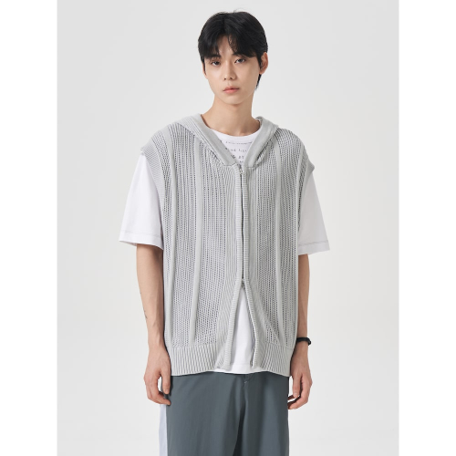 Жилет на молнии в рубчик Light Gray (21485AAY22)