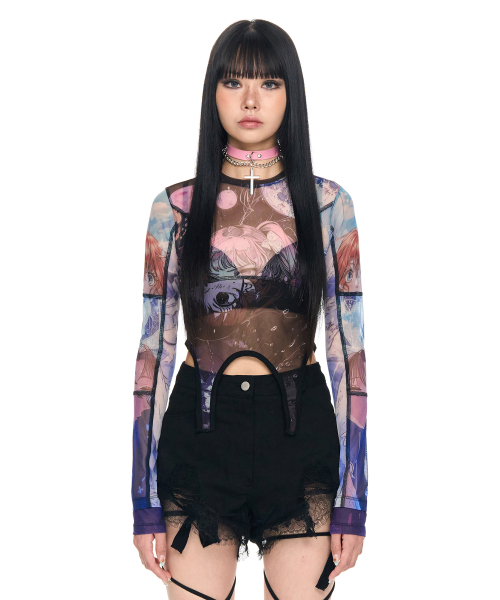 SCHISM INDUCING CROPPED SPIKY FAUX FUR J
