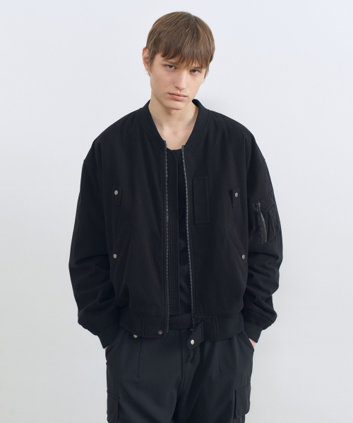 Куртка MA-1 из вареного молескина WASHED BLACK
