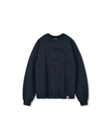 [AG X ESEELMI] Tribal Mask Sweat Shirt - Navy