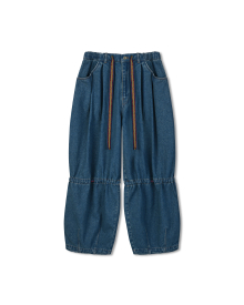 [AG X ESEELMI] Ethnic Jacquard Strap Denim Pants