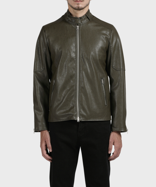 Куртка из экокожи с воротником-стойкой Khaki