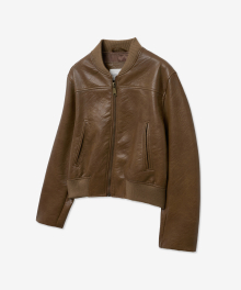 BASIC SINGLE CROP LEATHER BLOUSON_CAMEL