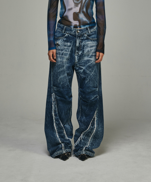 【BLR】CURVED Navy Denim Pants 비엘알(BLR) Curved Navy Denim Pants - 사이즈 & 후기 | 무신사