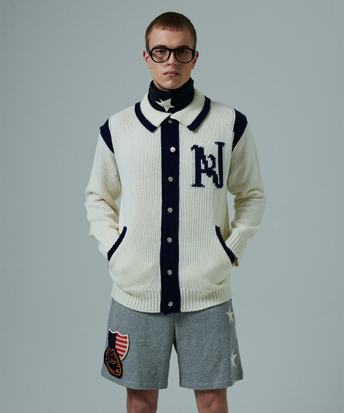 Вязаный бомбер 90S Homage New Baseball Ivory