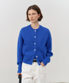 UNISEX KID-MOHAIR CREWNECK KNIT CARDIGAN BLUE_UDSW4C101B2