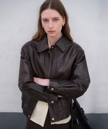 UNISEX VINTAGE A-2 LEATHER BLOUSON BROWN_UDJU4C105W2