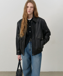 UNISEX VINTAGE A-2 LEATHER BLOUSON BLACK_UDJU4C105BK